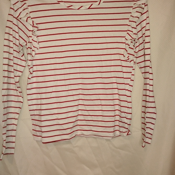 Chic Red and White Striped Long Sleeve Top - Picture 1 of 1